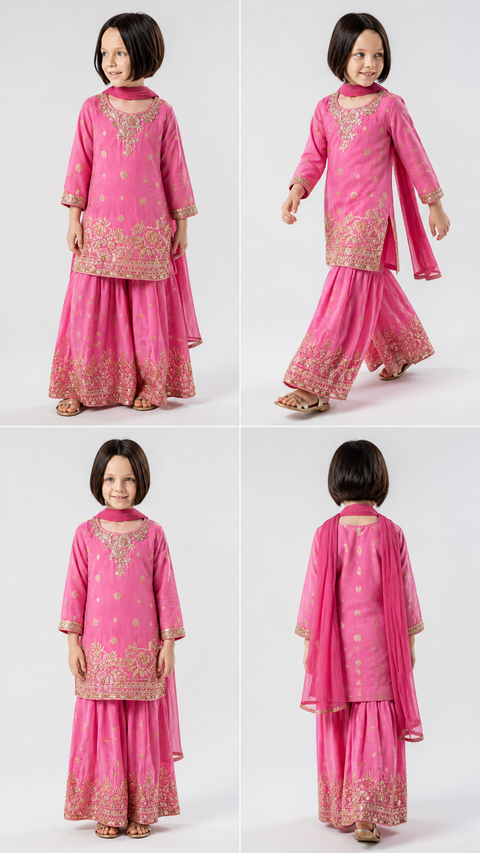 Pink Embroidered Punjabi Salwar Suit Set