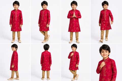 Pink Jacquard Silk Kurta Pajama