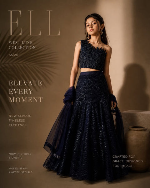 Handcrafted Navy Blue Lehenga Set