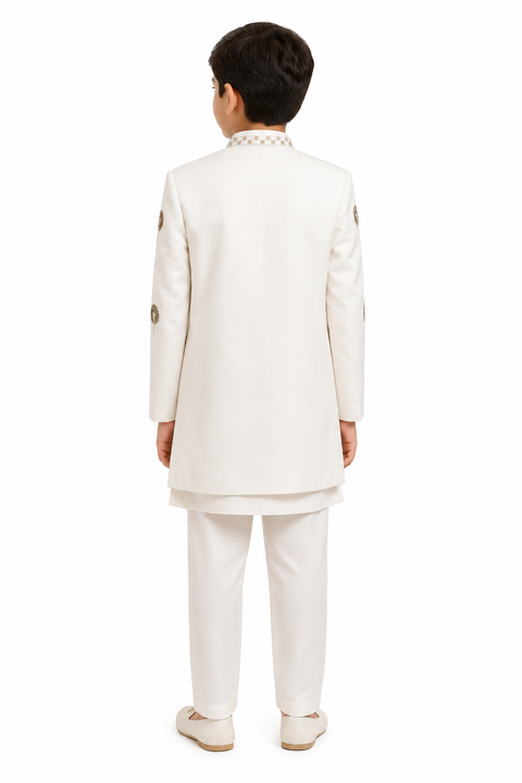 Off-White Embroidered Sherwani Set