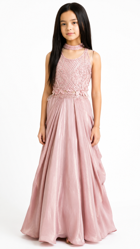 Onion Pink Embellished Indo Western Choli