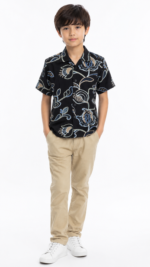 Floral Resort Shirt Boxer Fit with Pista Cotton Trouser