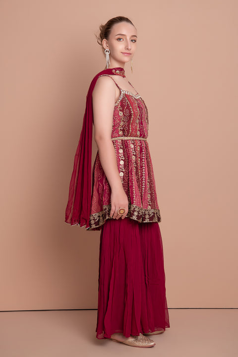 Maroon Palazzo Suit