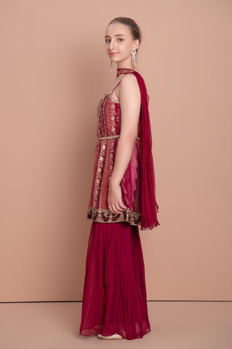 Maroon Palazzo Suit