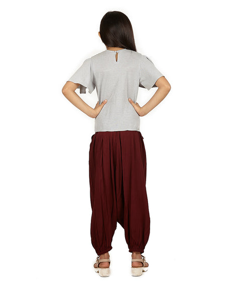 Maroon Dothi Set